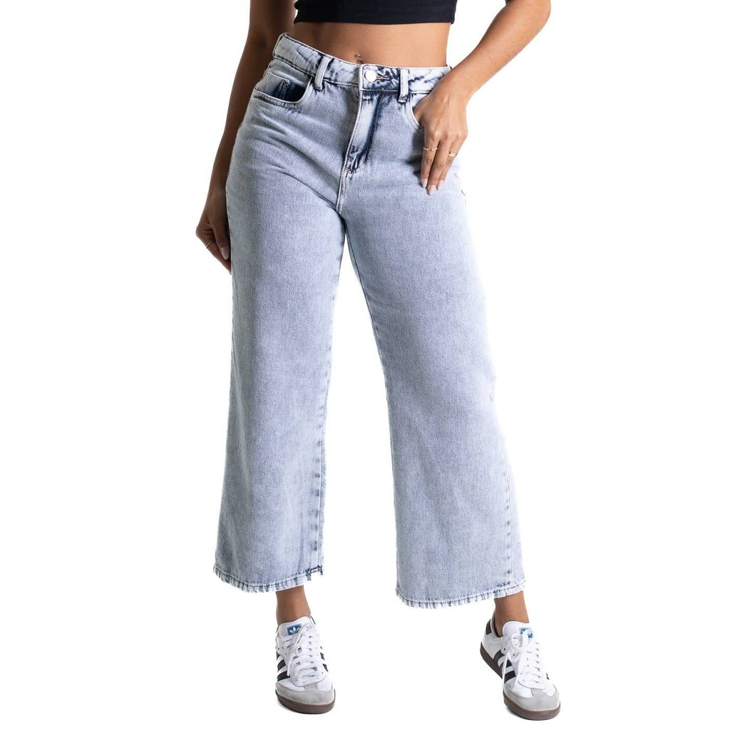 Calça Jeans Sawray Wide Leg Cropped - 280880 em Oferta na Shopee