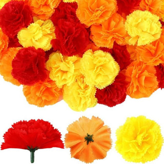 30 Peças Cabeça de Flor de Calêndula Flores Artificiais Mexicanas Decoração do Dia dos Mortos para Halloween Diwali Indi