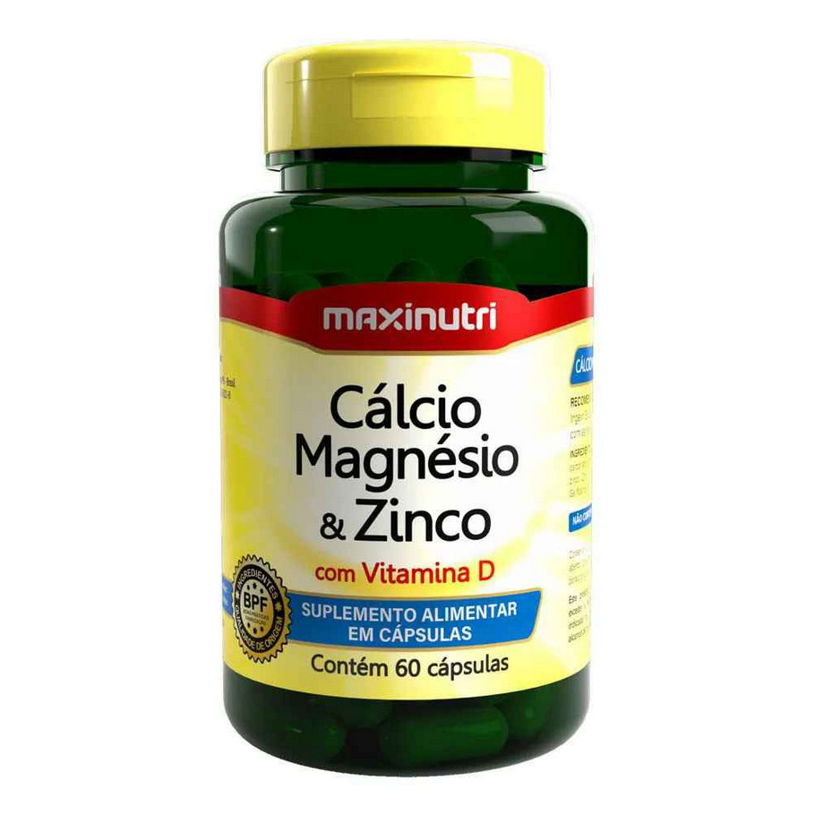 Cálcio + Magnésio + Zinco + Vit D 60 Caps Maxinutri Sem Sabor em Oferta na Shopee