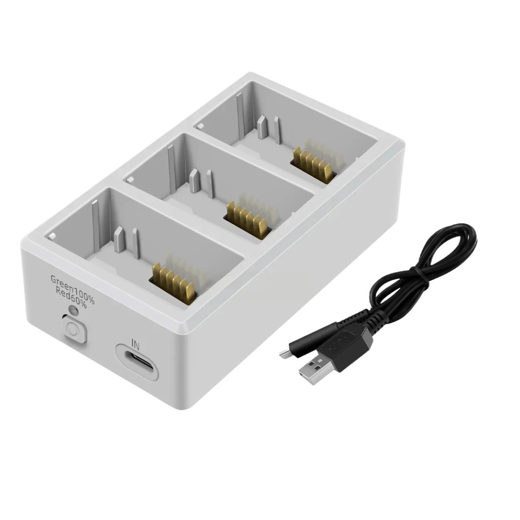 Carregador Triplo Rápido DJI Mini 3 / 3 Pro / 4 Pro – Hub de Bateria