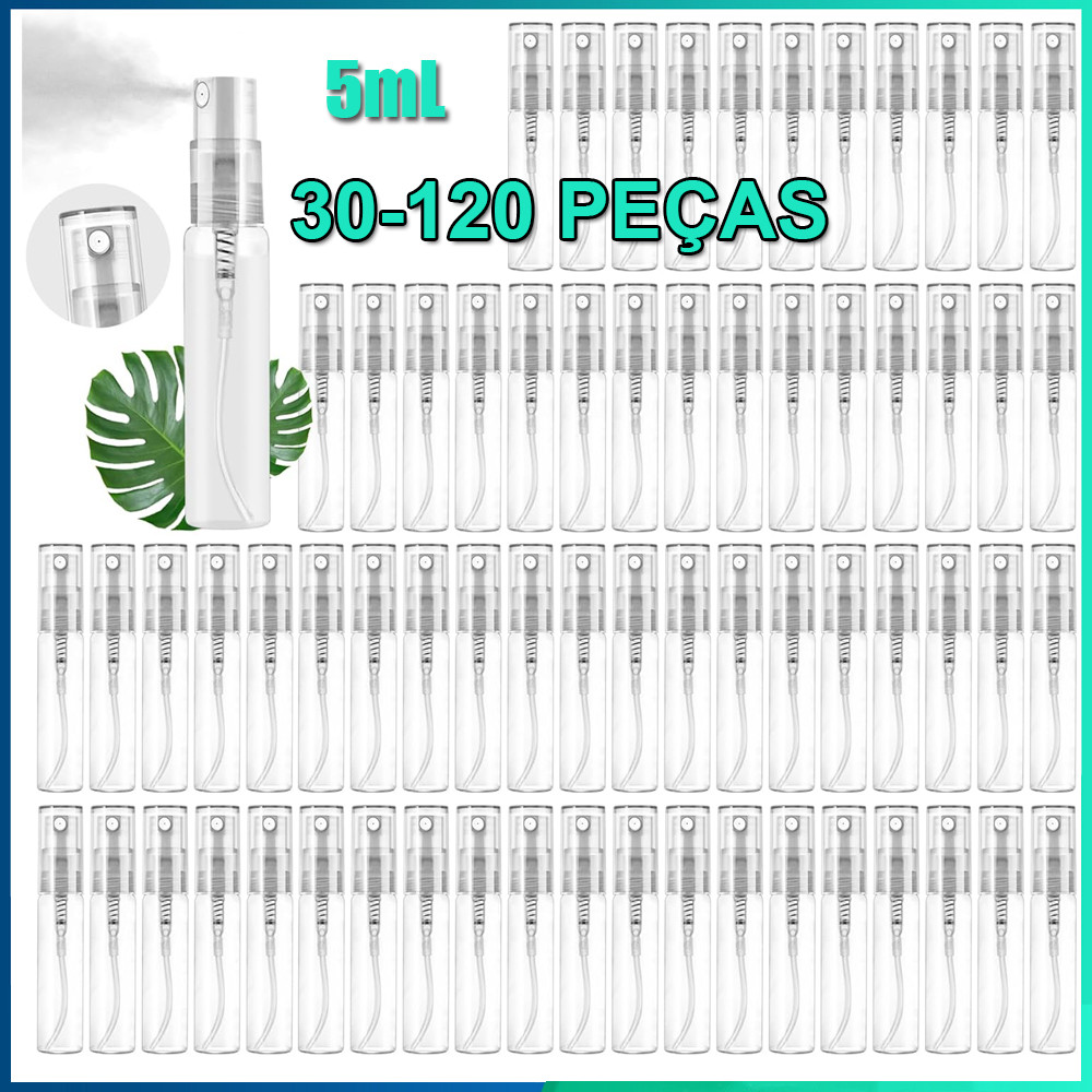 branco Frasco de vidro 5ml com válvula spray 30-120 unidades amostra perfume em Oferta na Shopee