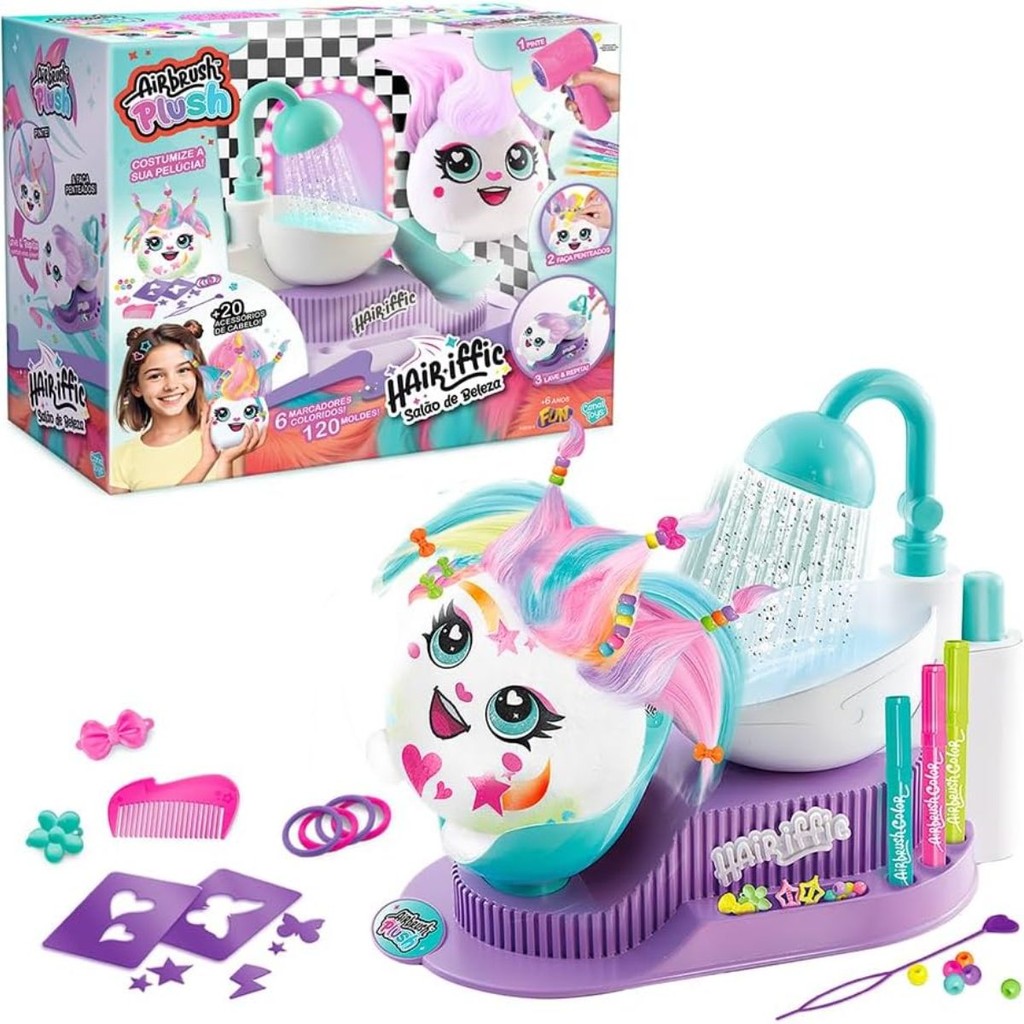 Airbrush Pelúcia Com Acessórios Salão De Beleza - Fun em Oferta na Shopee