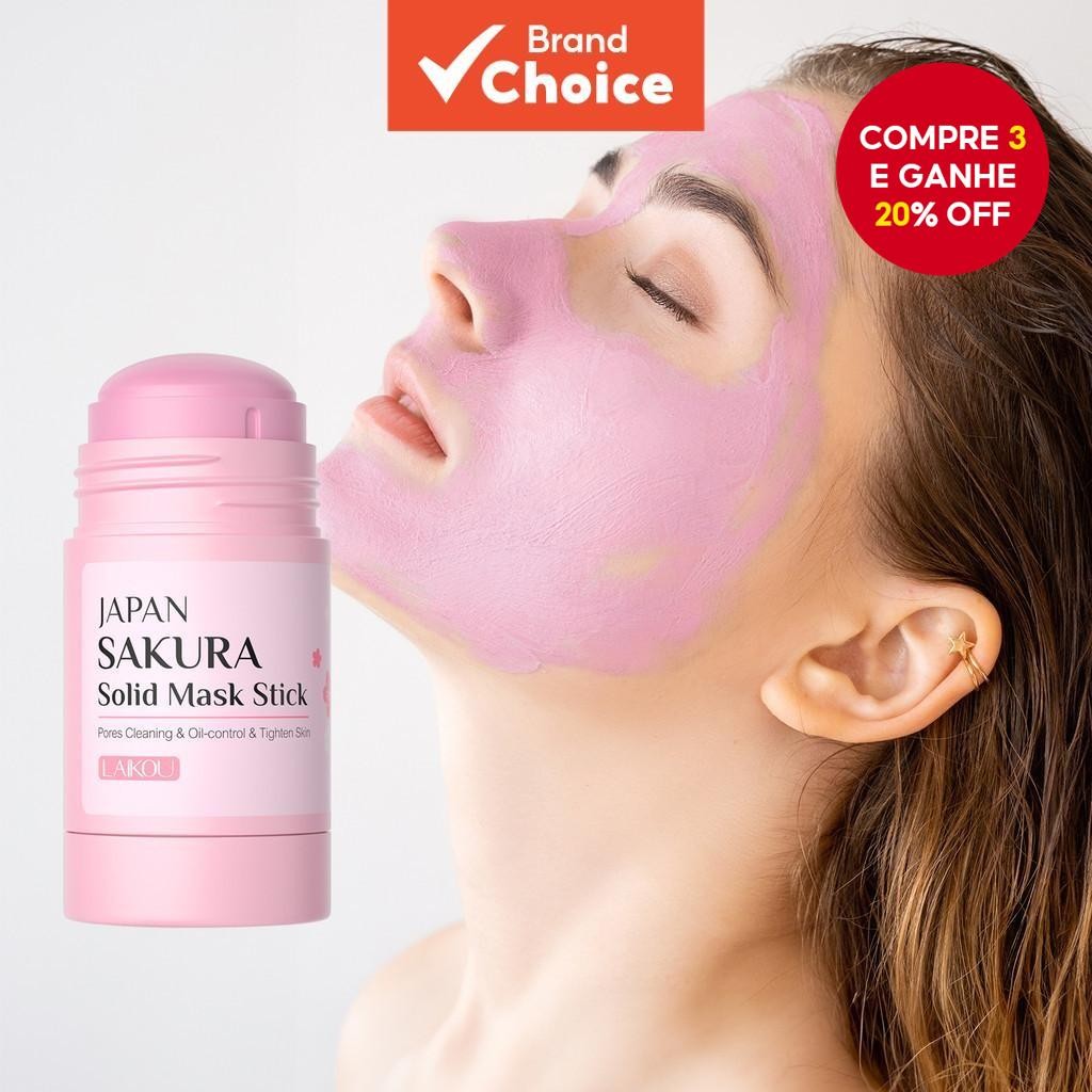 LAIKOU Japão Sakura Máscara Sólida Vara Limpeza Poros Reduzir Cravo Controle De Óleo Apert...
