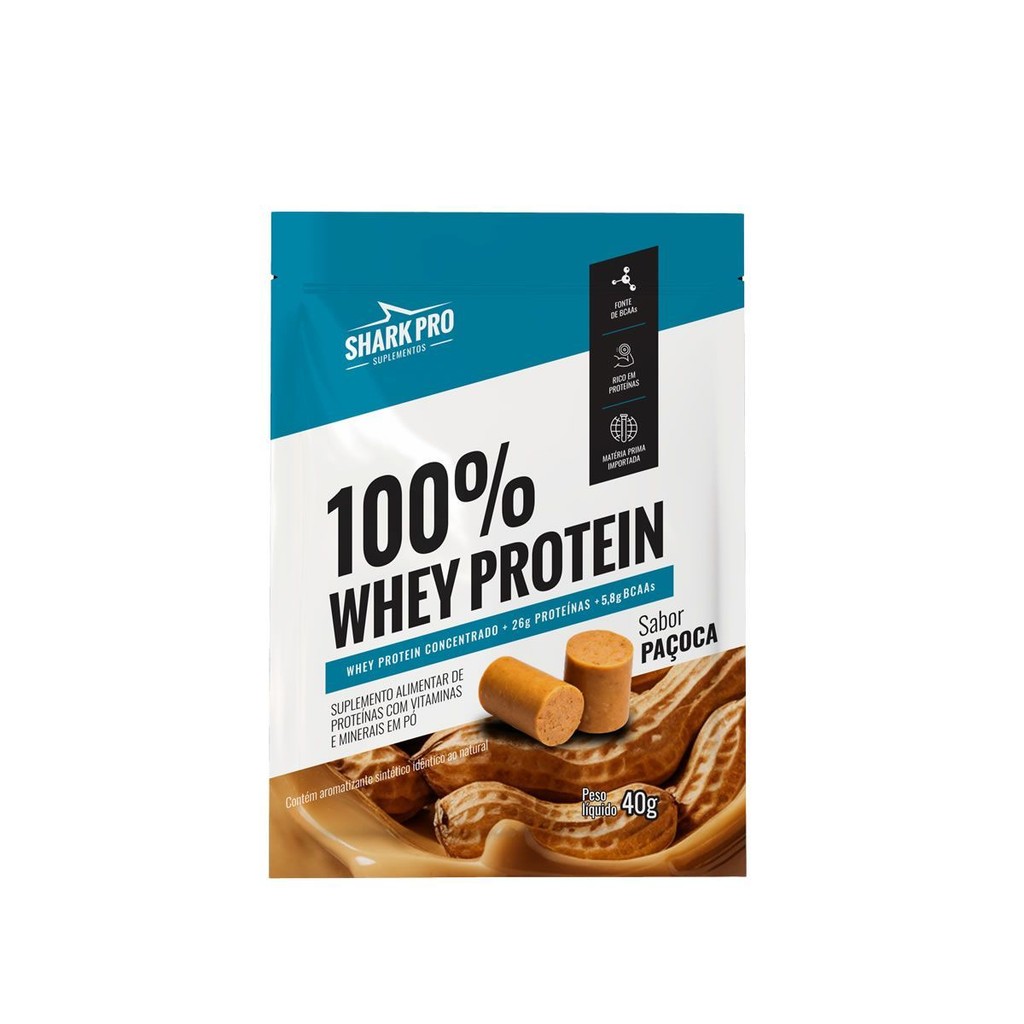 Whey 100% - 1 Sachê 40g Paçoca - Shark Pro em Oferta na Shopee