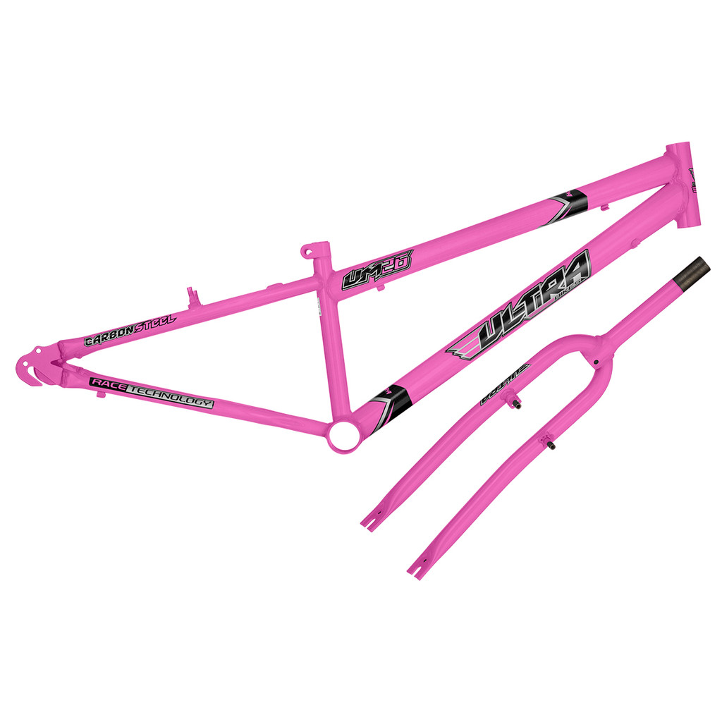 Quadro Com Garfo Para Bicicleta Aro 26 Ultra Bikes Em Aço Carbono Modelo Rebaixado
