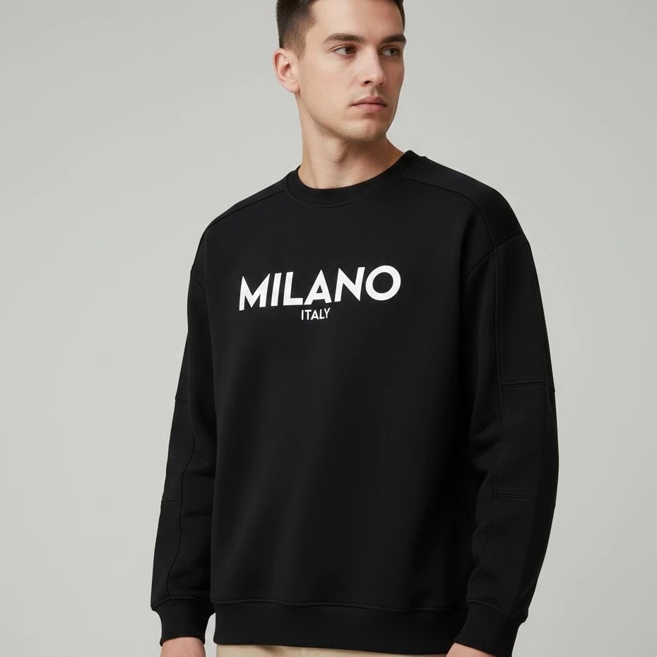 Blusa De Frio Milano Italy Estampado Moletom Unissex Gola Redonda Casual Estiloso Quentinho Confortável