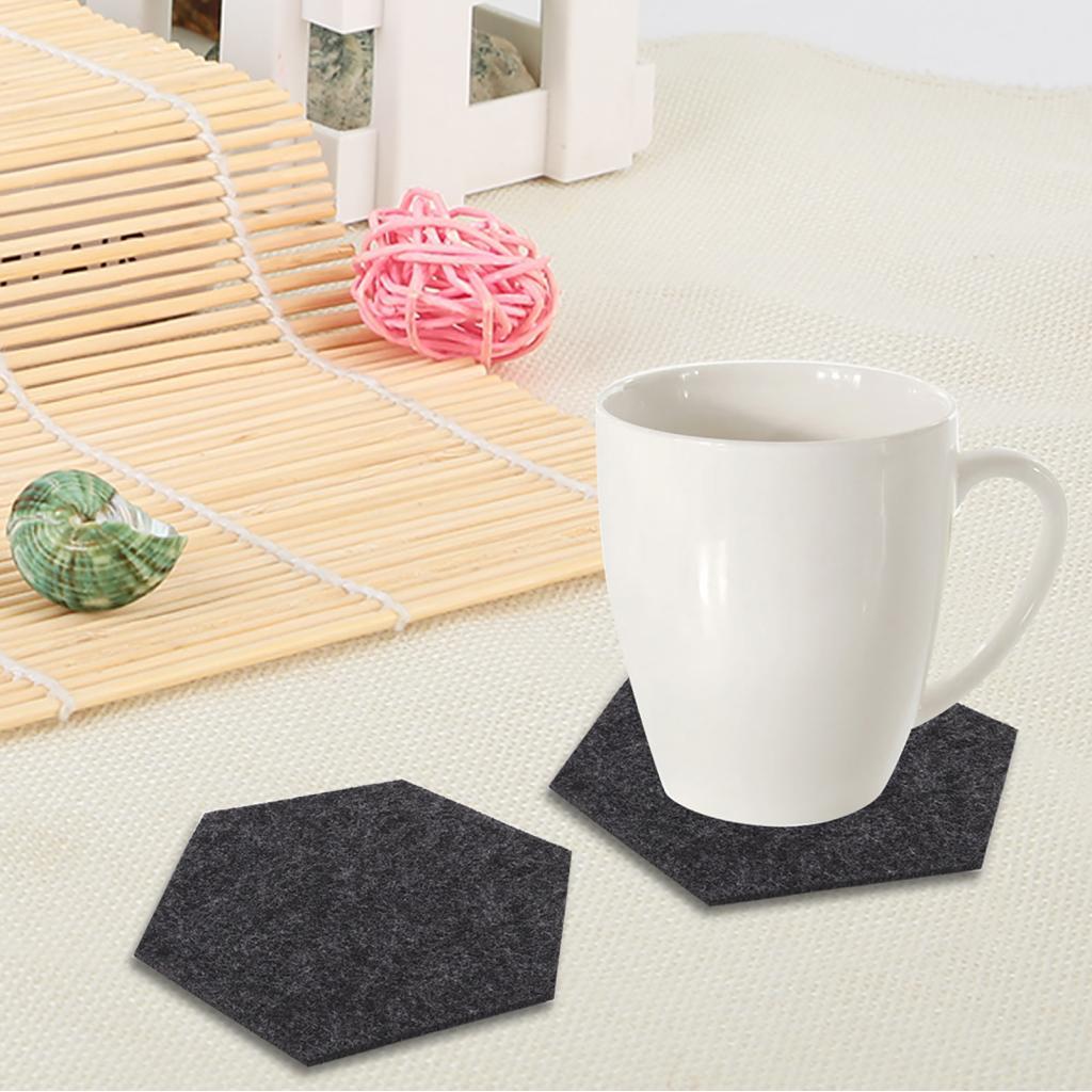 Tapete de copo 10 unidades/conjunto de tecido de feltro, cerveja, café, base hexagonal para bar, restaurante, bebida,