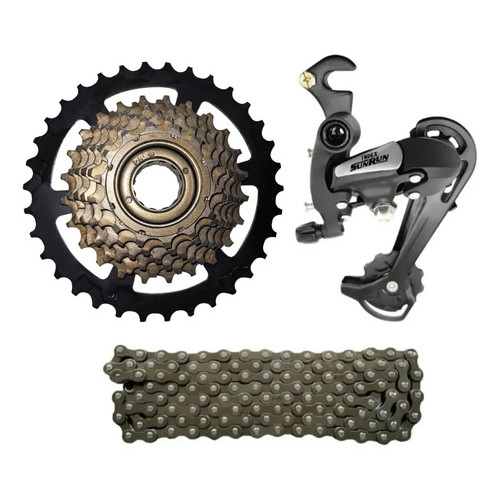 Kit Câmbio Traseiro 7v Catraca Mega Ranger Corrente Bike