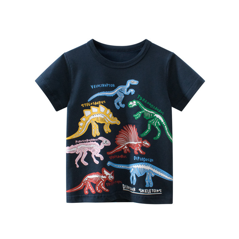 27 crianças versão coreana puro algodão roupas infantis novo estilo 2026 verão meninos camiseta de manga curta dinossaur