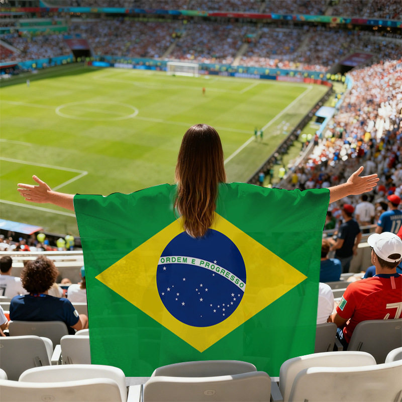 Bandeira Da Capa Para Torcedores De Futebol 2026-Argentina Brasil Portugal França Torcida Em Estádio (150x90cm , Vários