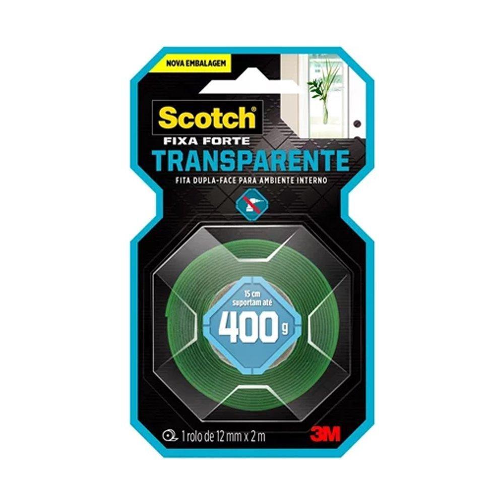 Fita Dupla Face 3M Fixa Transparente 12mmx2m para Canaletas, Fios e Cabos