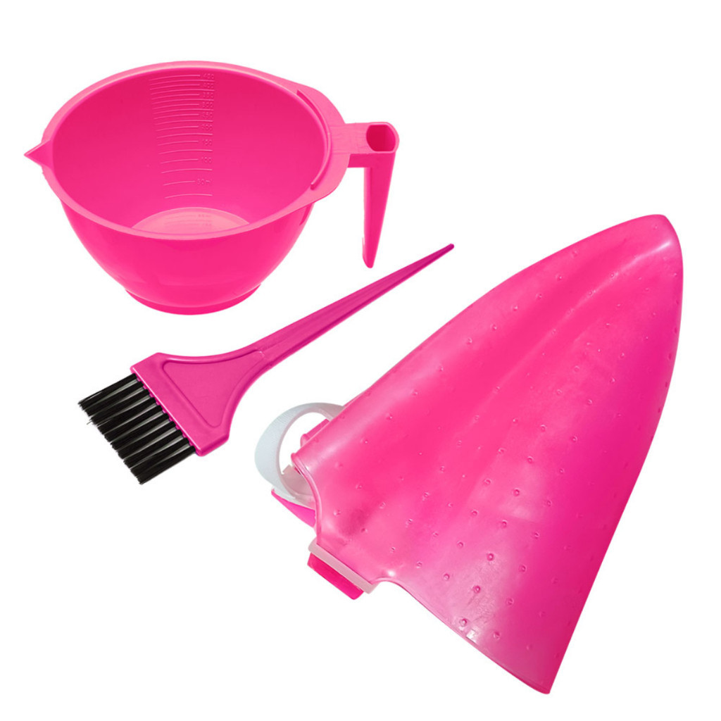 Touca de Silicone + Tigela Graduada Grande + Pincel Largo Para Luzes Reflexo Tintura Hidratação