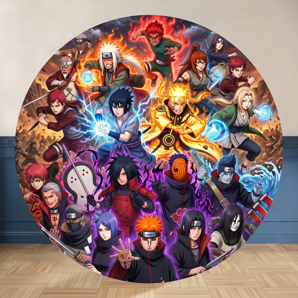 Painel Redondo Anime Naruto | Decoração Temática | tecido premium | frete grátis | vários modelos