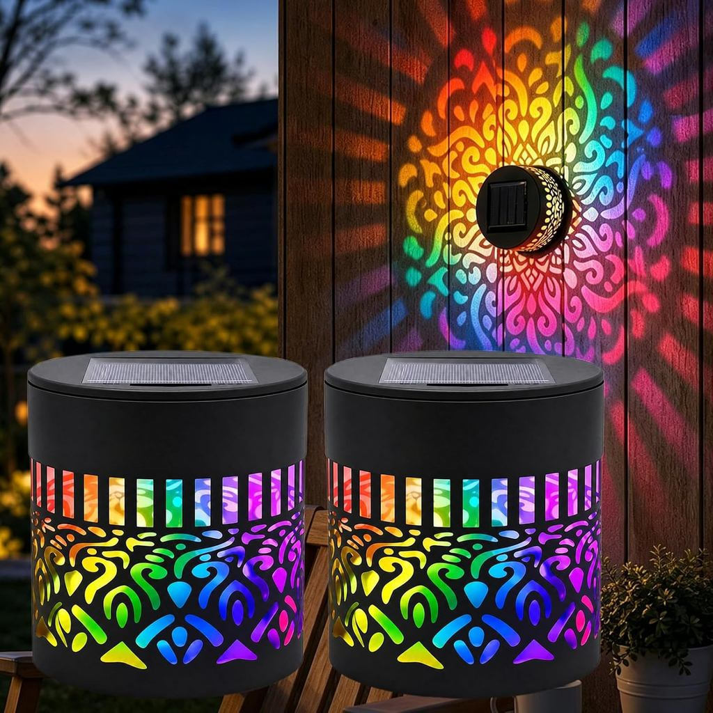 Luzes solares de mandala para exteriores, luzes solares decorativas de mandala, adequadas para postes de jardim, cercas