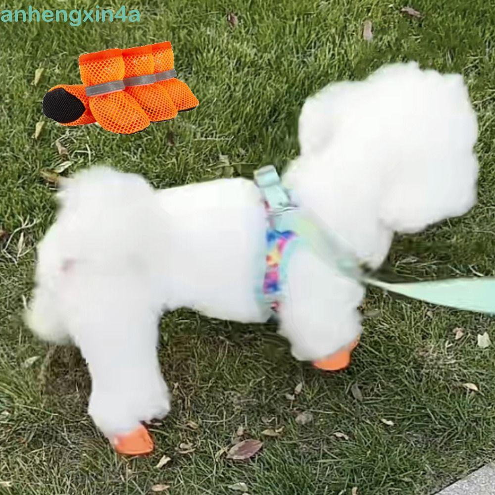 ANHENGXIN 4 Unidades/Conjunto Sapatos De Rede Para Cães , Malha Antiderrapantes E Resistentes Ao Desgaste Respiráveis Oc