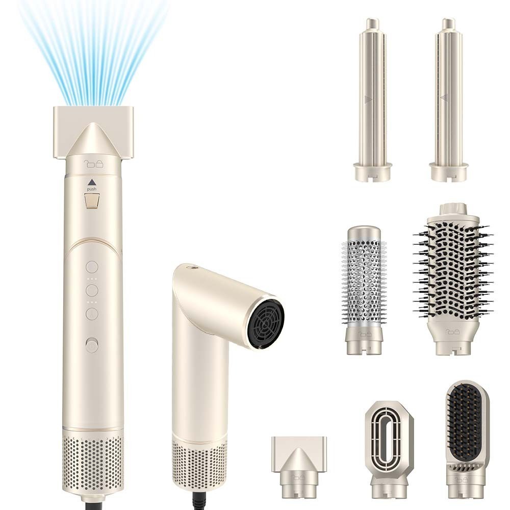 Escova Secadora 7 em 1 220V Multifuncional Modelador de Cachos Alisador de Cabelo Escova de Ar Quente Profissional