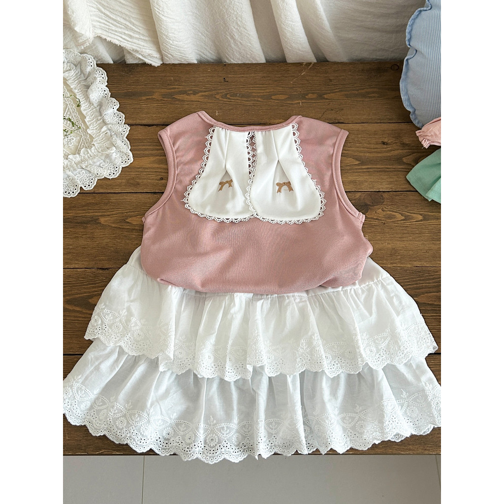 Meninas roupas de verão 2026 novo estilo moda dos desenhos animados sem mangas colete terno bebê verão moda bebê criança
