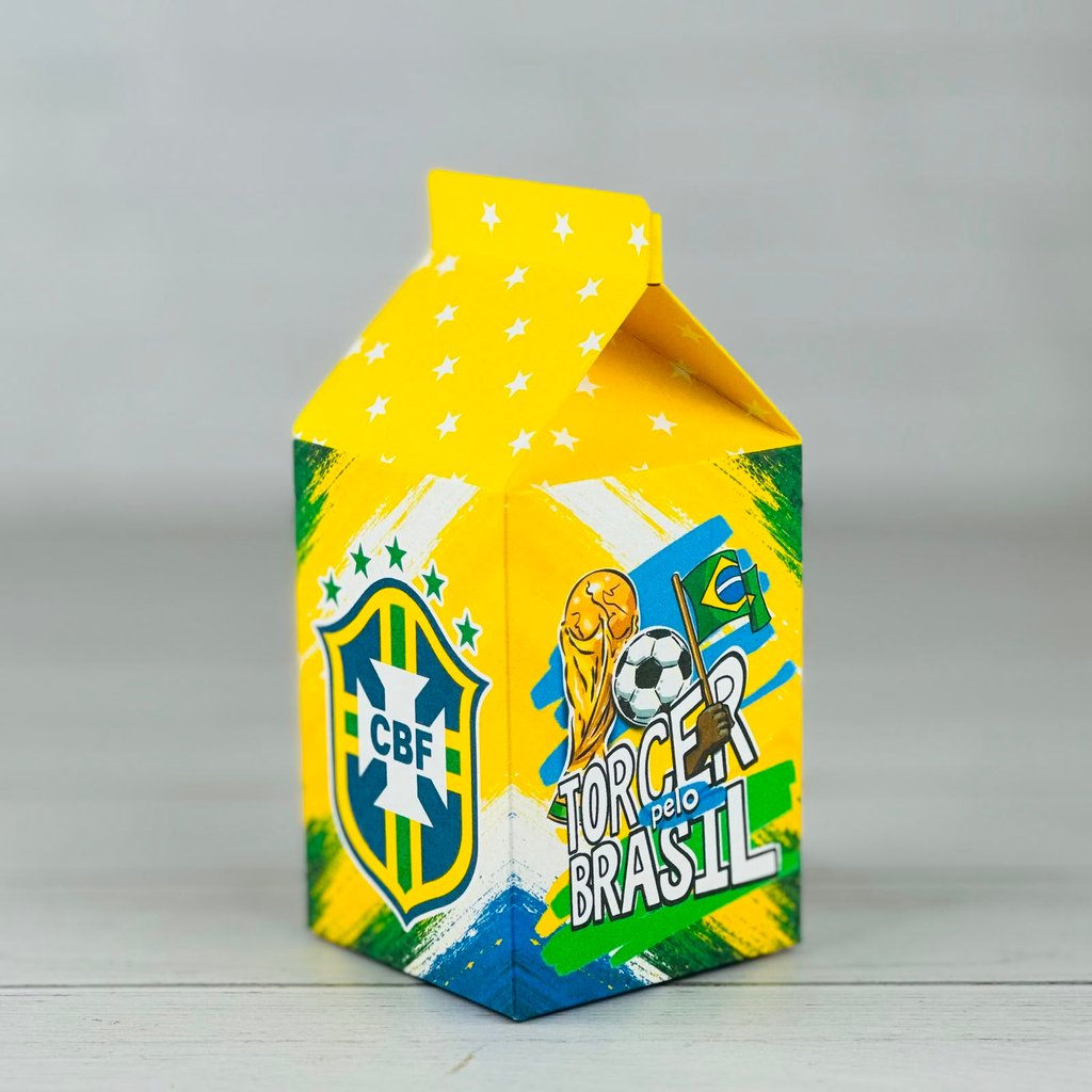 10 Caixinhas Tema BRASIL COPA FUTEBOL - Lembrancinha Festa Infantil Decoração Aniversário Caixa Milk