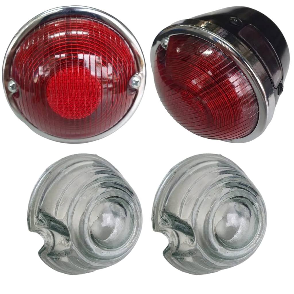 Kit Lanterna Traseira e Lente Dianteira Vidro Jeep Ford Willys Cj5/ Cj3