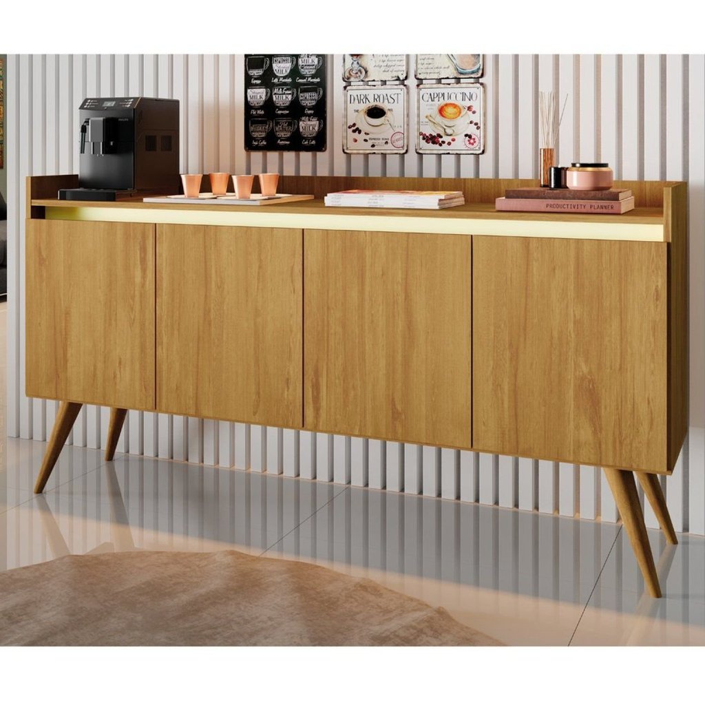 Buffet Aparador 4 Portas Gold Marrom/Mel/Pérola Mel/Pérola