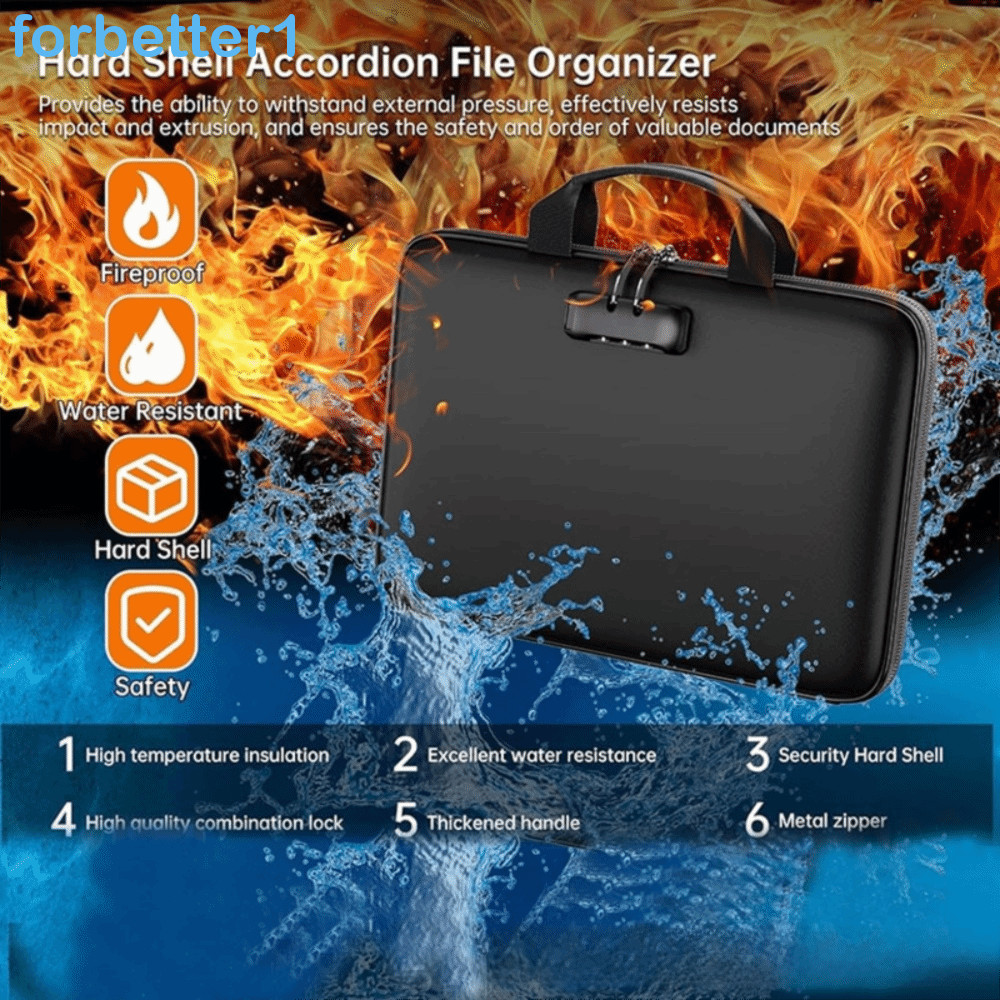 Caixa De Documentos À Prova De Fogo FORBETTER , Com Organizador De Arquivo D'água De Bolso Trava , Design De Expansão