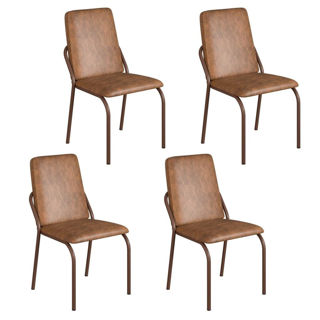 Kit 4 Cadeiras para Sala de Jantar Malibu Marrom