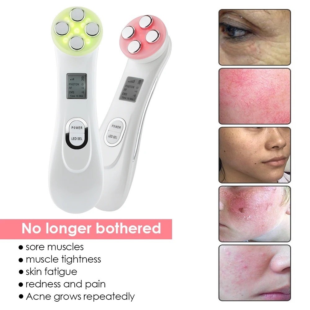 Massageador Facial Terapia Led 5 Cores 6 em 1 Onex MQ-7319