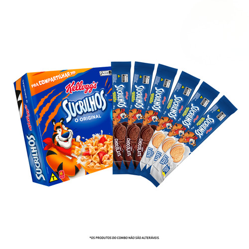 Combo Cereal Original 1kg 1 unid + Biscoito Recheado Chocolate e Leite 85g 3 unid Cada