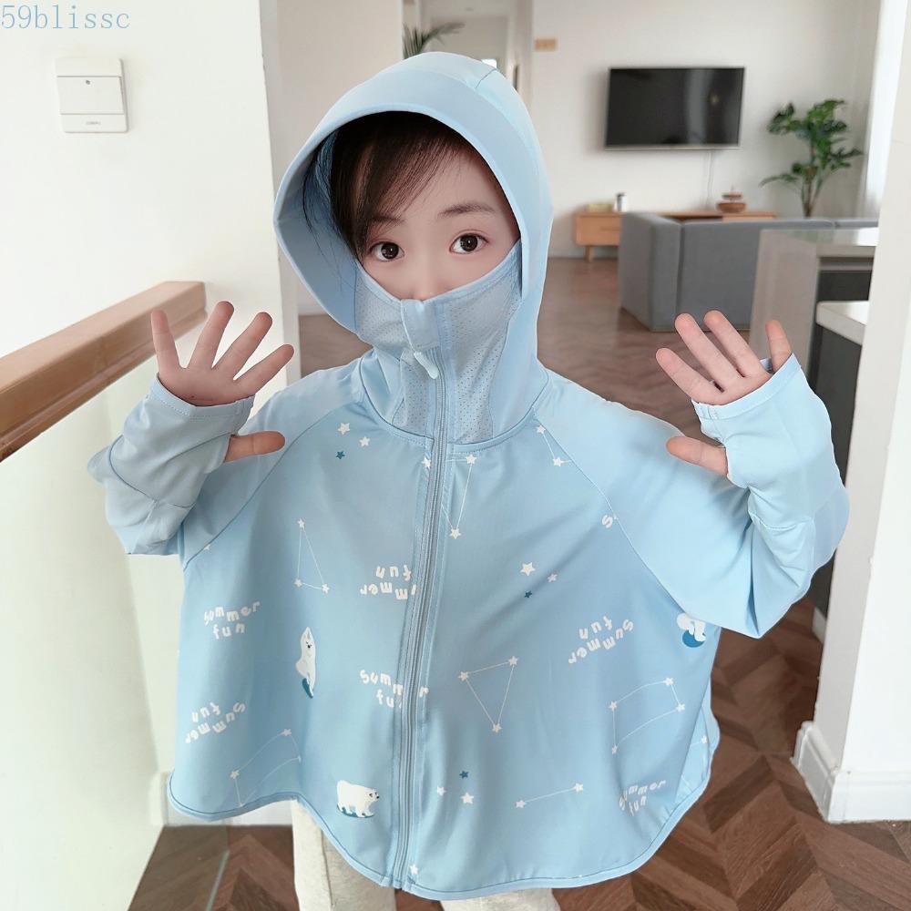 Moletom Com Capuz Protetor Solar Infantil BLISSC Véu De Máscara , Chapéu Fino , Roupas De Proteção Para Crianças , UV