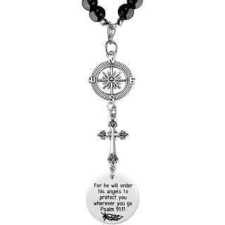 Pingente para carro com uma cruz, "onde quer que você vá, ele ordenará aos seus anjos que o protejam." Ornamento para es