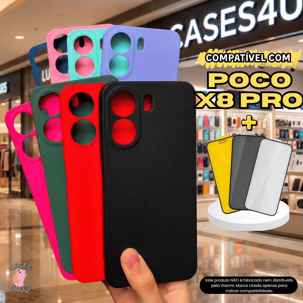 Capa compatível com Xiaomi Poco X8 Pro Capinha + Película 3D Cerâmica Privacidad