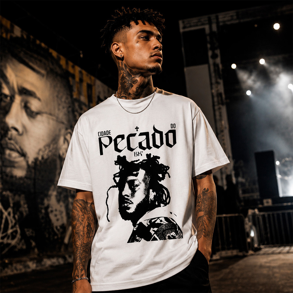 Camiseta Streetwear Bk Camisa Cantor Cidade Do Pecado Aesthetic Lançamento Plus Size