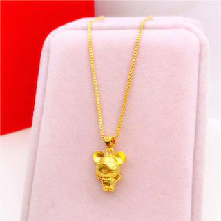 Simulação 3D ouro duro zodíaco mouse pingente feminino banhado a ouro pequeno mouse jóias imitação vietnã areia colar de