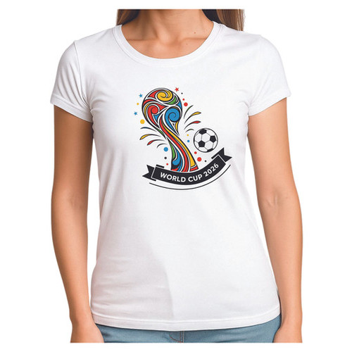 Camiseta Masculina Feminina Oversized Estampa Taça Copa do Mundo 2026 Futebol Streetwear, Camiseta Feminina Ajustada