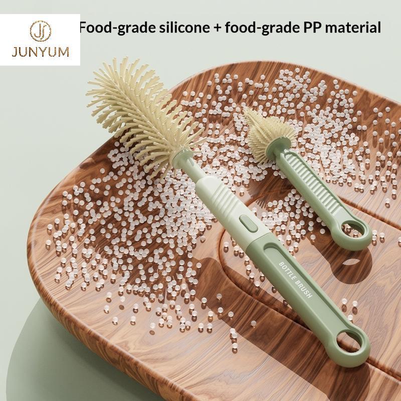 YUKE 3 Pçs/Set Portátil 360 ° Conjunto De Escova Rotativa Para Garrafa De Leite , Copo De Silicone , Ferramenta De Limpe