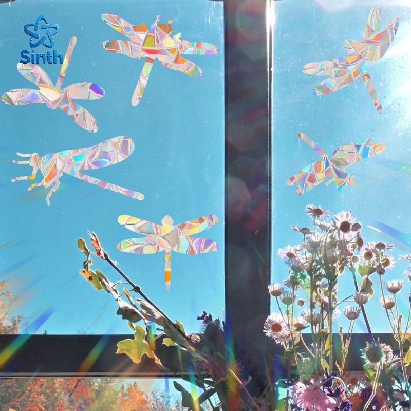 Sinth Janela Stiers Sun Catcher Arco-Íris Fabricante DIY Gato Pássaro Lua Sol Decalques Para Crianças Quarto Parede Vidr