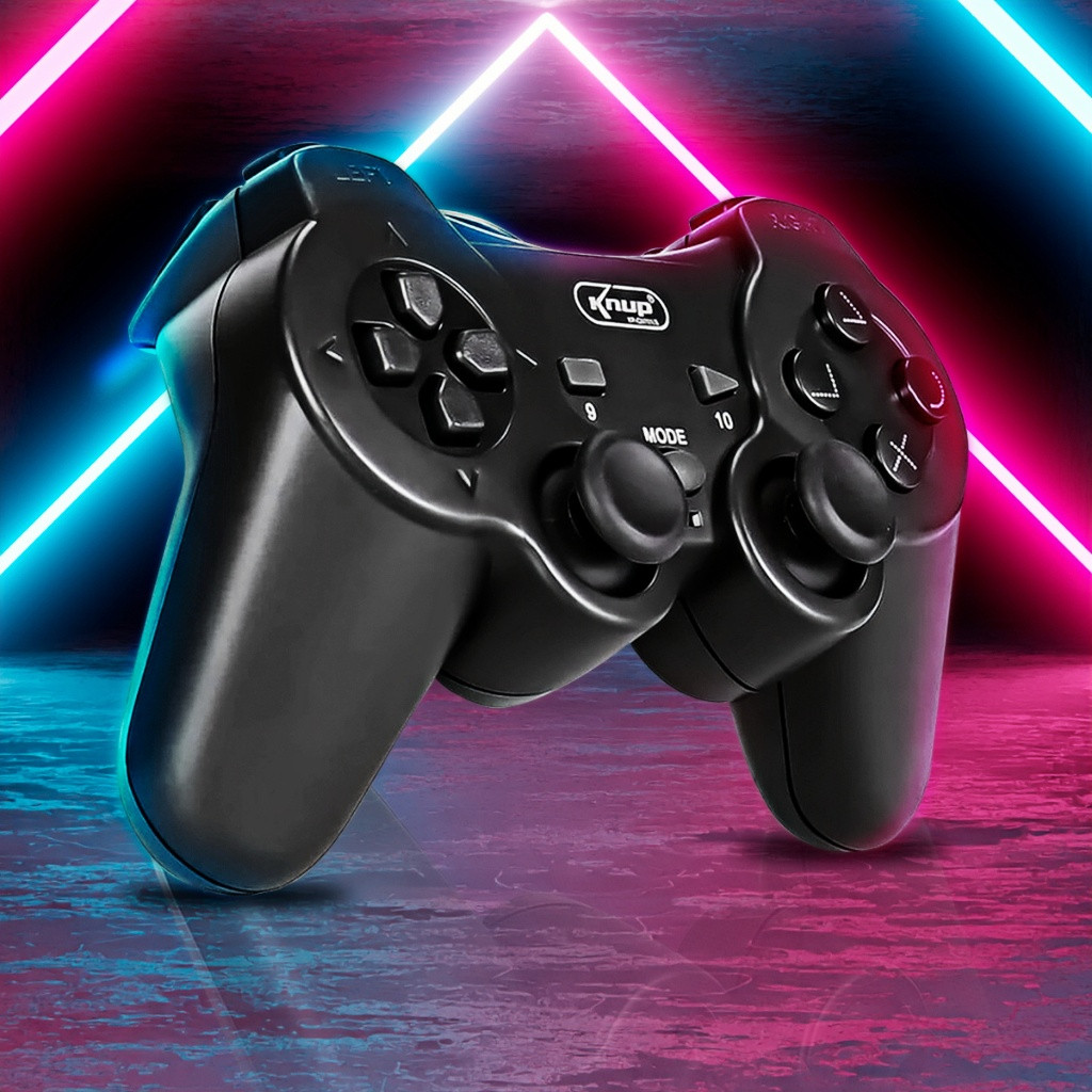 Controle Joystick com Vibração PS1 PS2 Design Ergonômico 12 Botões Dupla Função Analógico/Digital