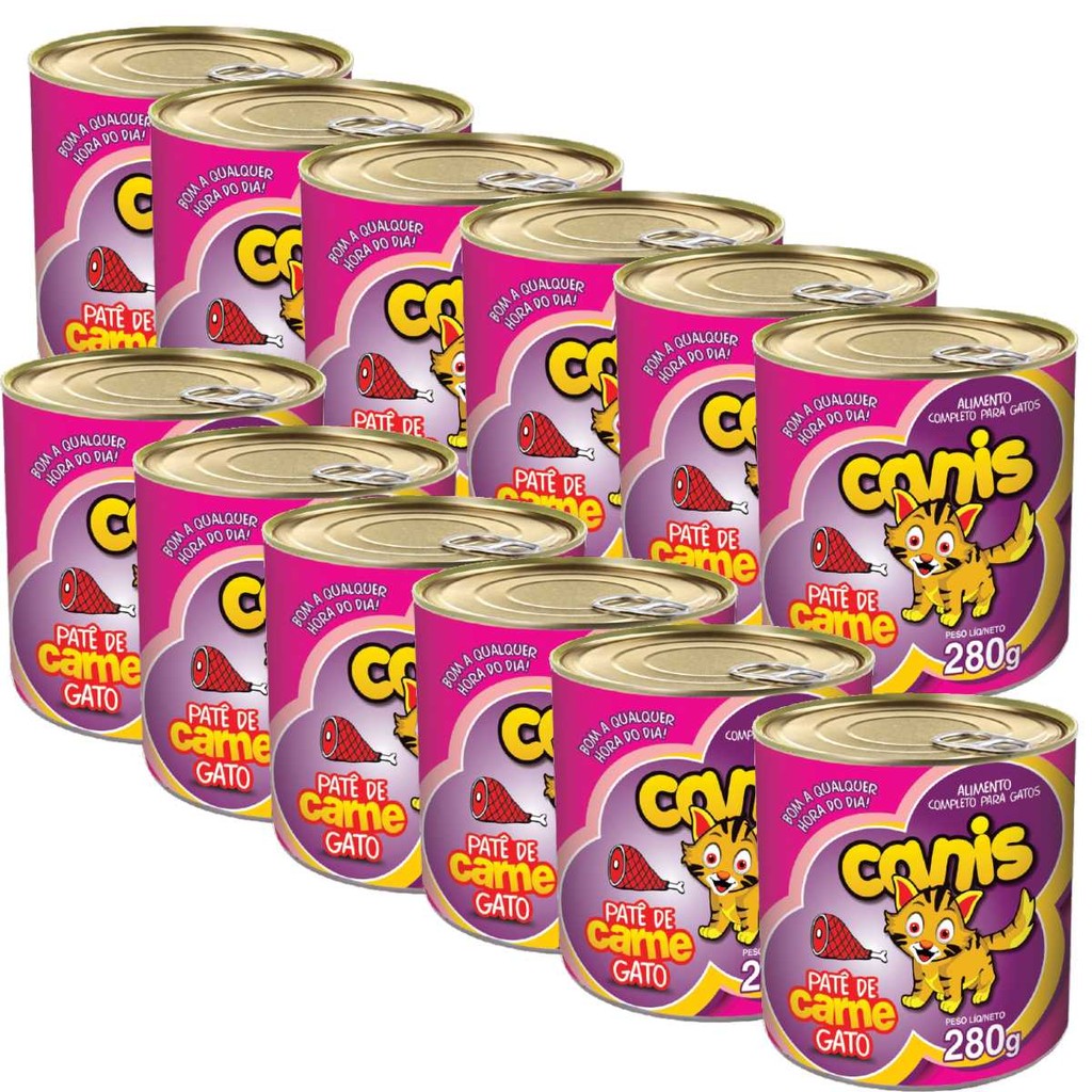 Kit Patê Para Gato Canis Sabor Carne 280g 12un em Oferta na Shopee