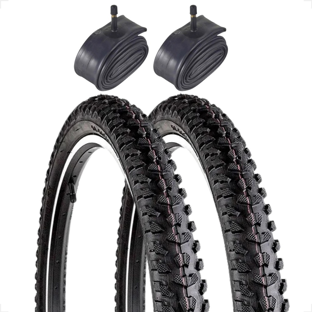 PAR Pneu bicicleta Levorin Excess aro 20 x 1.75 Cravudo Infantil banda leve + PAR Camara bico grosso