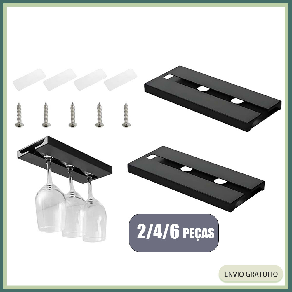 2/4/6pcs Suporte de copo de vinho preto Suporte de copo suspenso Suporte de plástico suspenso Gabinete de vinho Gabinete
