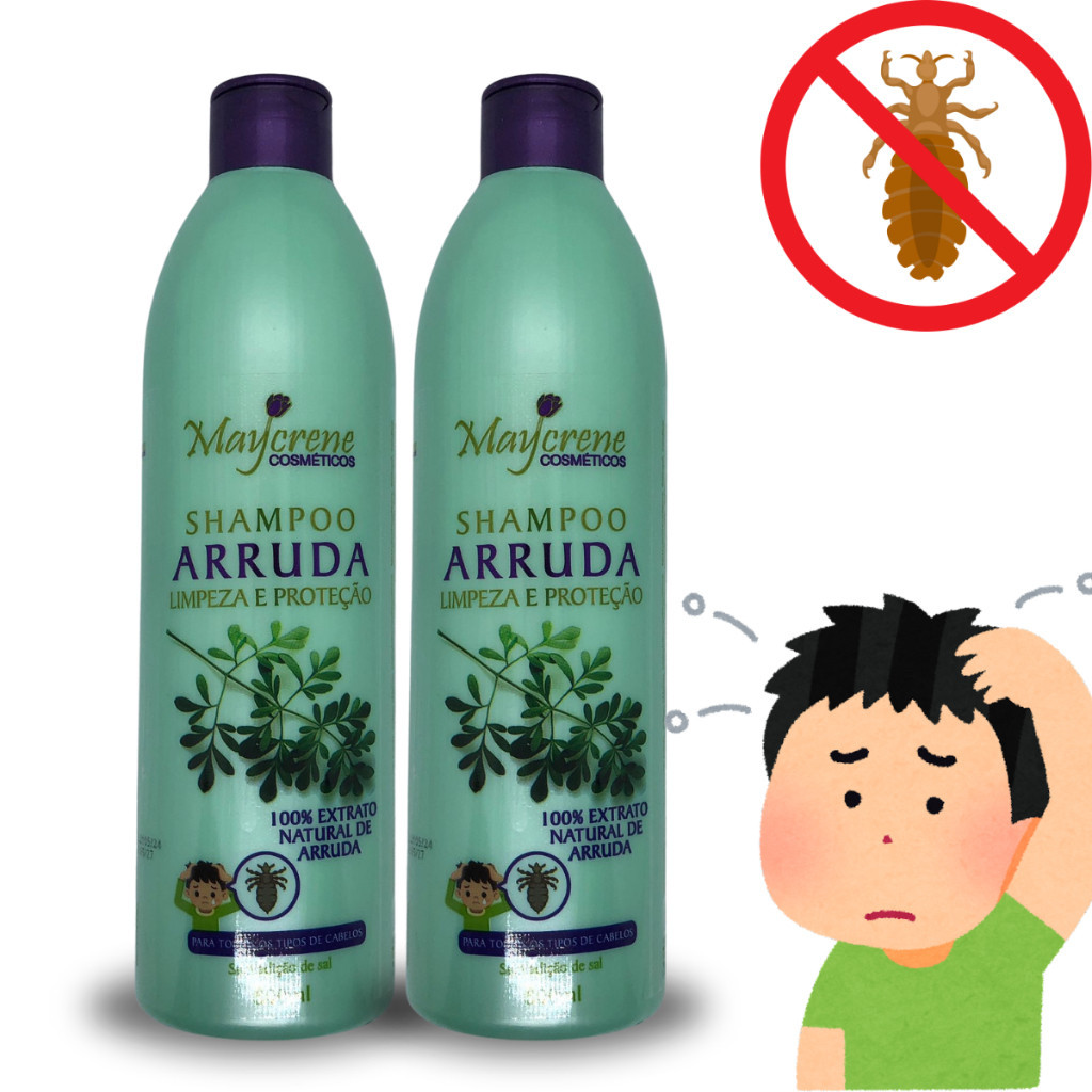 Kit 2 Shampoo Arruda Contra Piolhos e Lêndias Elimina Piolhos em Crianças