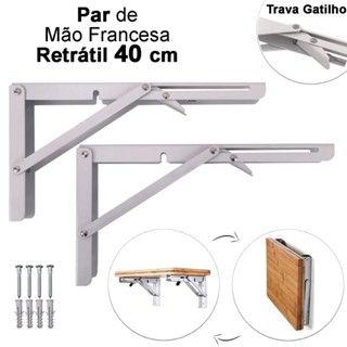 Kit 2 Suportes Mão Francesa Cantoneira Dobrável Retrátil Reforçada Prateleira Mesa 40cm em Oferta na Shopee