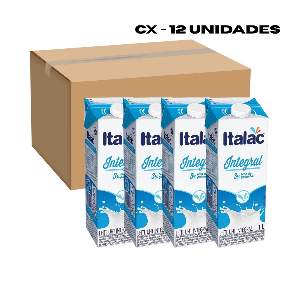 Leite Integral Italac 1l UHT Longa Vida - 12 Unidades em Oferta na Shopee
