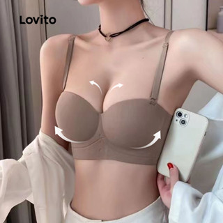 (NEW) Lovito Soutien-gorge Bralette Sexyskin-friendly Sem Fio Braga Push-up de Cor Café para mulheres LNE113150 em Oferta na Shopee