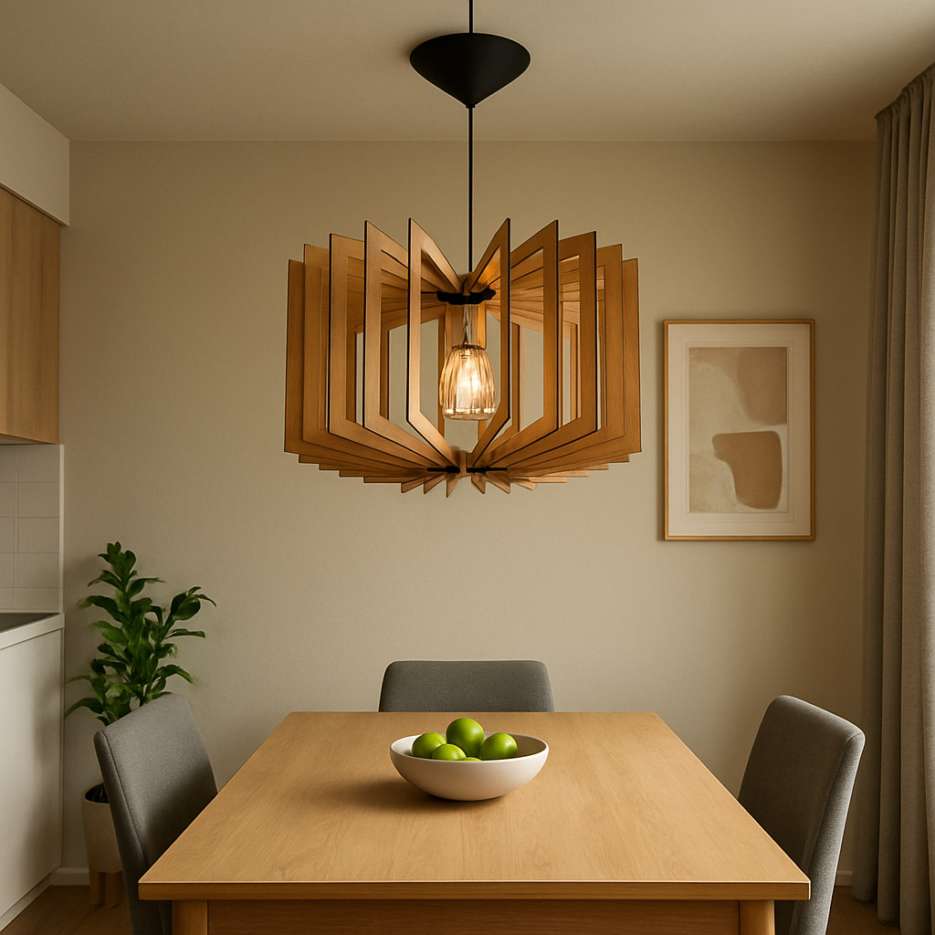 Luminária Geométrica Orion Em Mdf Cru em Oferta na Shopee