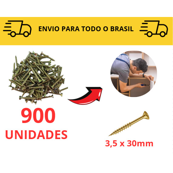Kit 10 a 100 unidades Parafuso para Madeira Chipboard 3cm/ Philips/ Parafusos / parafuso philips
