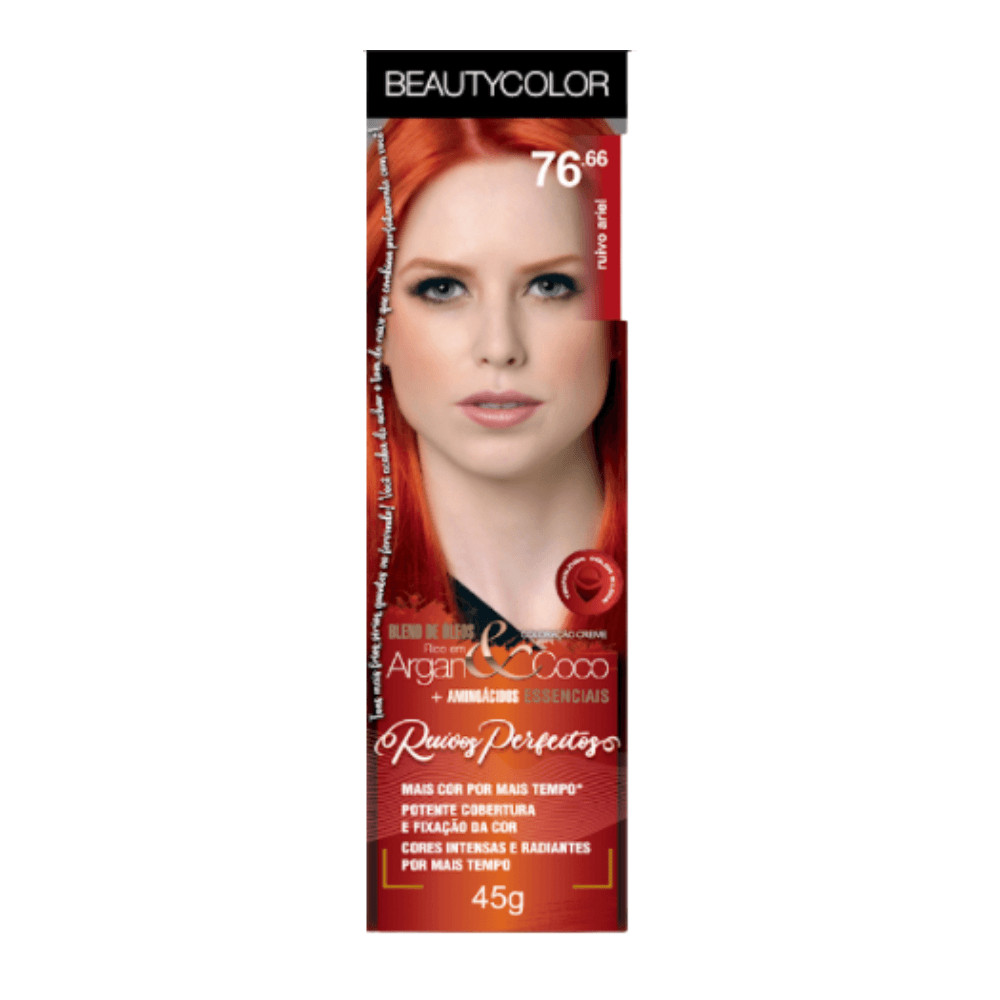 Coloração Beauty Color Ruivos Perfeitos 76.66 Ruivo Ariel em Oferta na Shopee