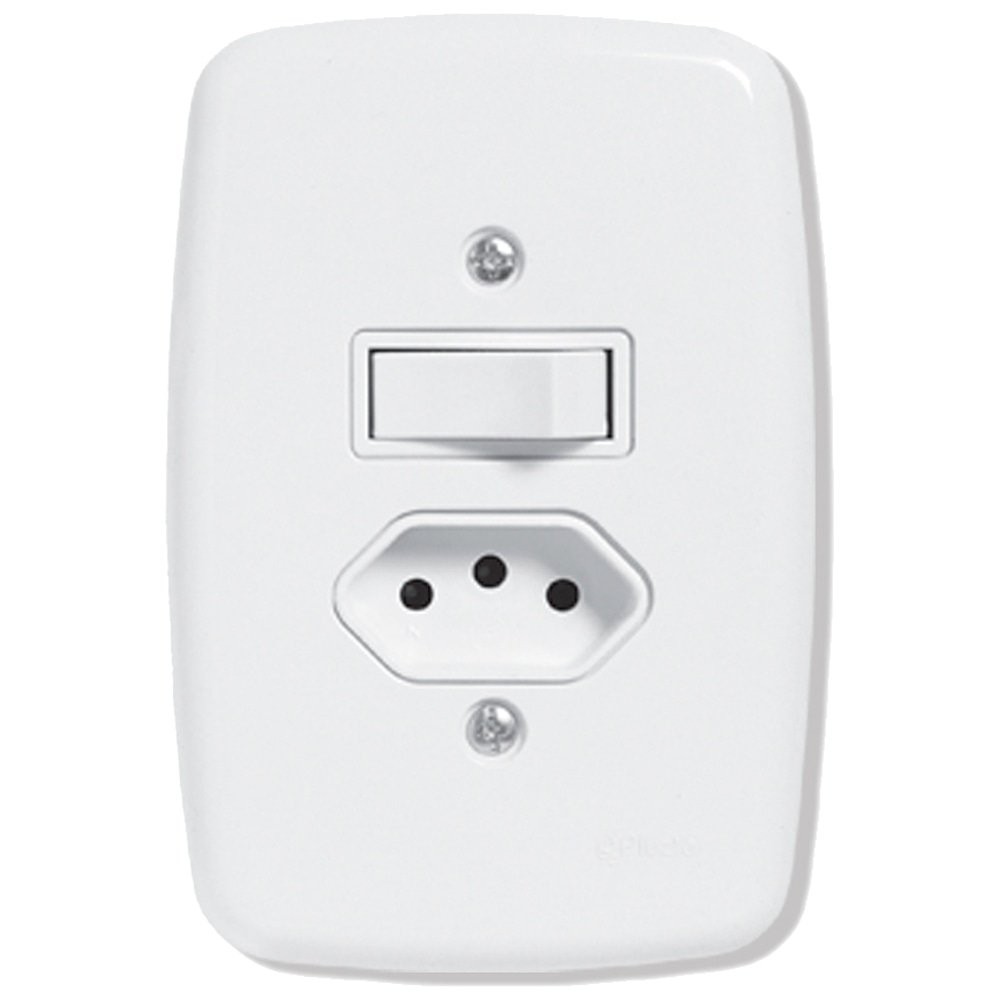 Interruptor Ideale Pluzie 1 Tecla Simples + 1 Tomada 2P+T - 20A com Placa 4X2 Branca em Oferta na Shopee