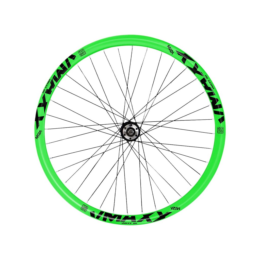 Roda Dianteira Aro 26 Vzan Vmaxx Neon Para Freio a Disco Cubo Rosca Verde Neon