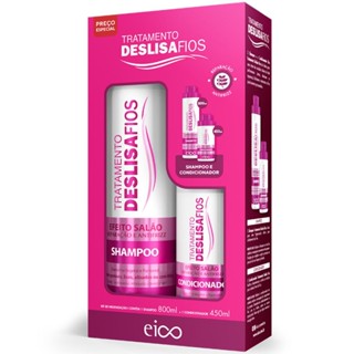 Eico Tratamento Deslisa Fios Shampoo Sem Sal 800ml Condicionador Leave-in 450ml Alinhamento Capilar em Oferta na Shopee